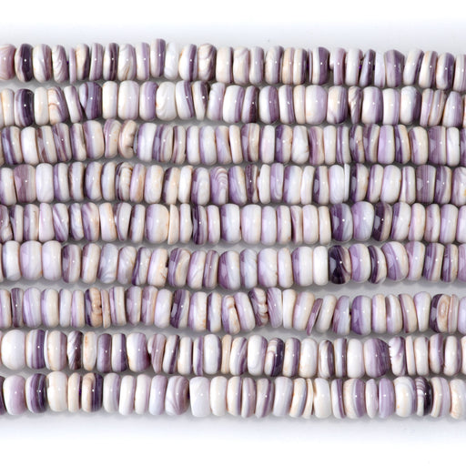 This is a Dakota Stones 6mm Wampum Shell Gemstone strand with rondelle beads in 15-16 inch strand.