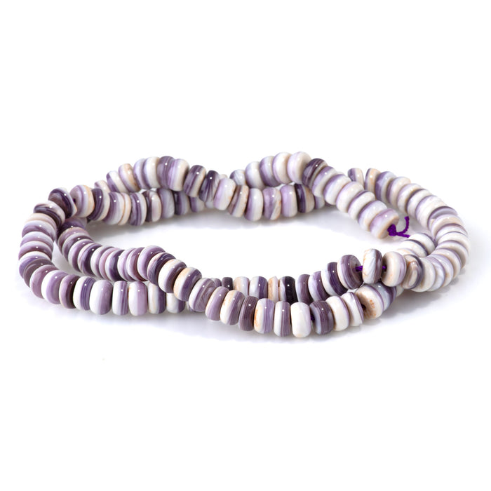 Wampum Shell 7mm Rondelle Bead - 15-16 Inch