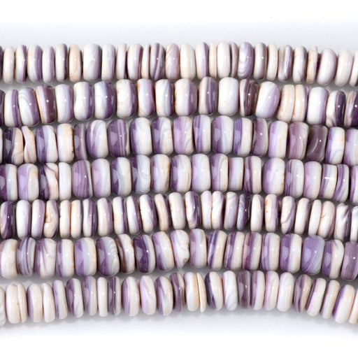 This is a Dakota Stones 7mm Wampum Shell Gemstone strand with rondelle beads in 15-16 inch strand.