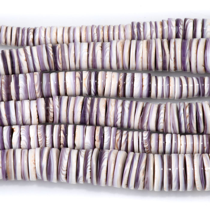 This is a Dakota Stones 8-14mm Wampum Shell Gemstone strand with heishi beads in 15-16 inch strand.