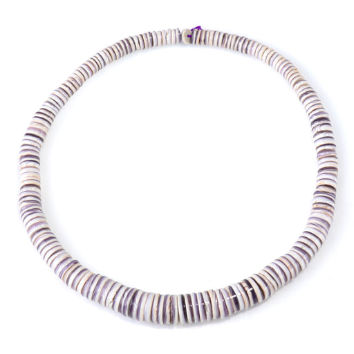 This is a Dakota Stones 8-14mm Wampum Shell Gemstone strand with heishi beads in 15-16 inch strand.