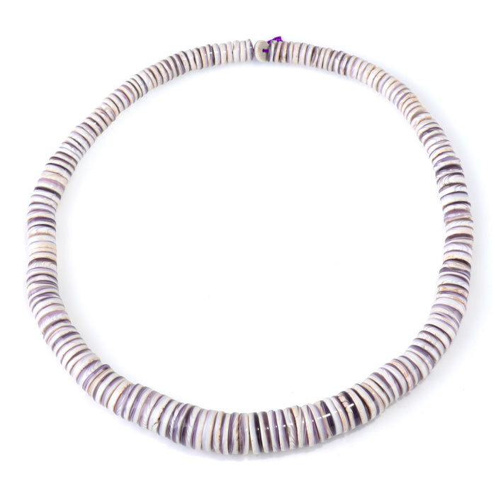 This is a Dakota Stones 8-14mm Wampum Shell Gemstone strand with heishi beads in 15-16 inch strand.