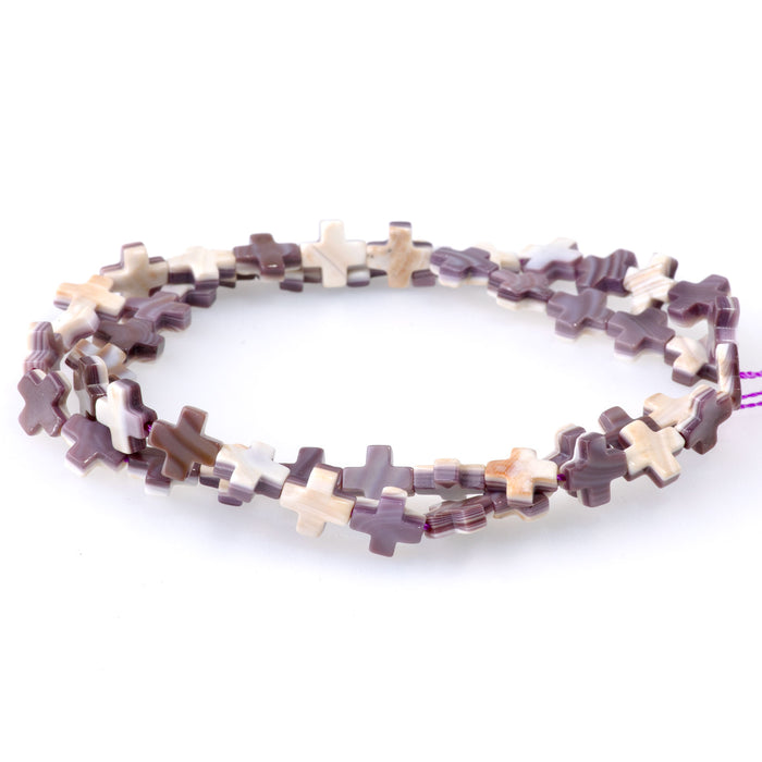 Wampum Shell 8mm Cross - 15-16 Inch