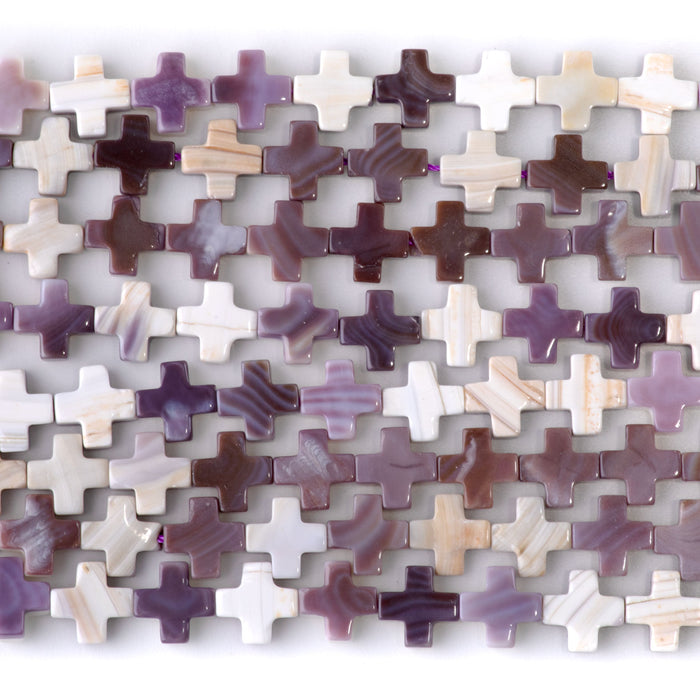 Wampum Shell 8mm Cross - 15-16 Inch