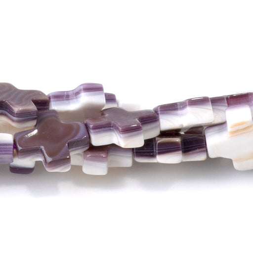 This is a Dakota Stones 8mm Wampum Shell Gemstone strand with cross beads in 15-16 inch strand.