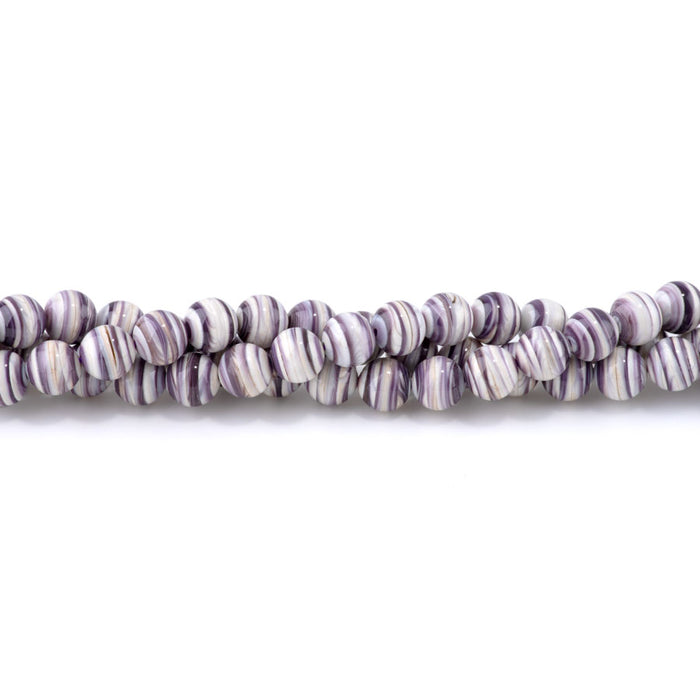 This is a Dakota Stones 8mm Purple Shell Gemstone strand with round beads in 15-16 inch strand.