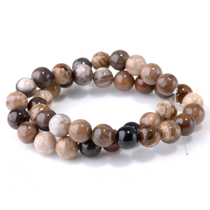 Petrified Wood Opalite 10mm Round - 15-16 Inch