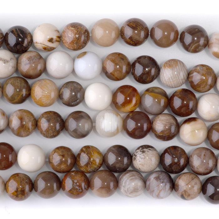 Petrified Wood Opalite 10mm Round - 15-16 Inch