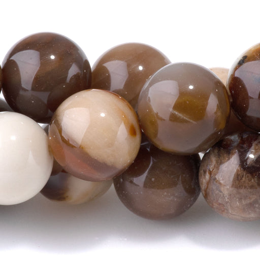 This is a Dakota Stones 10mm Wood Opalite Gemstone strand with round beads in 15-16 inch strand.