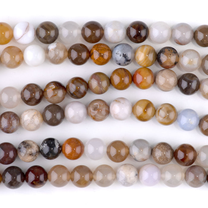 Petrified Wood Opalite 8mm Round - 15-16 Inch