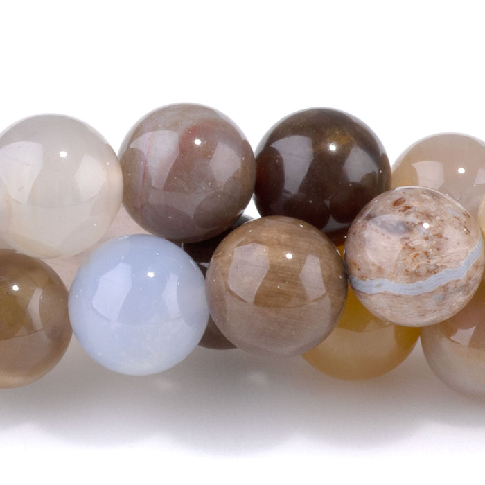 Petrified Wood Opalite 8mm Round - 15-16 Inch