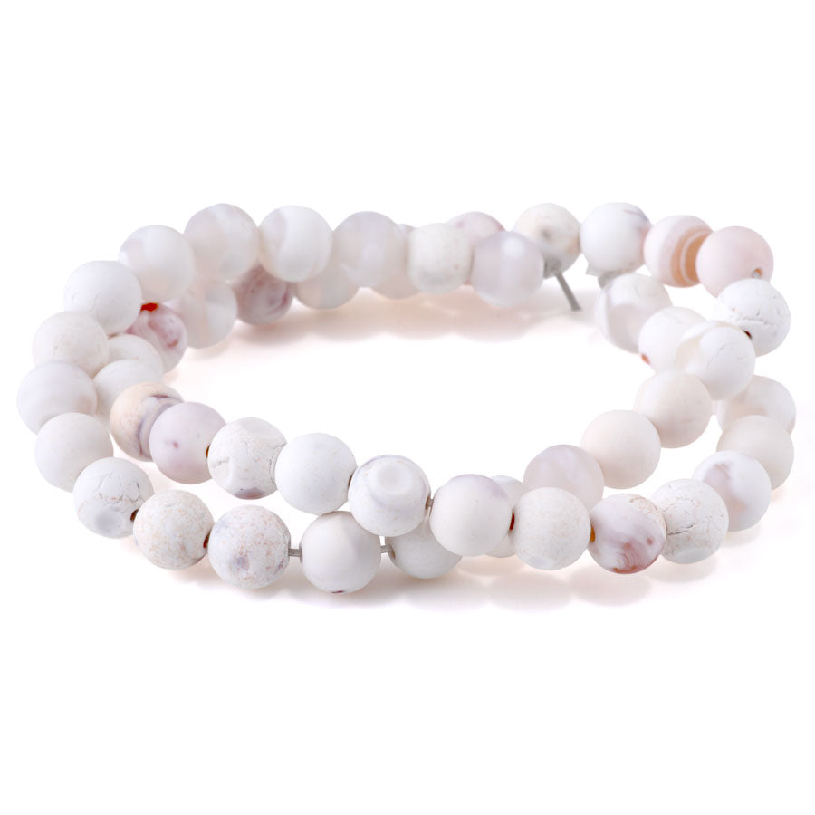 White Porcelain Agate 8mm Matte Round - 15-16 inch — Dakota Stones