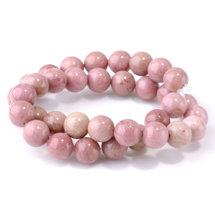 Wood Rhodonite 10mm Round - 15-16 Inch