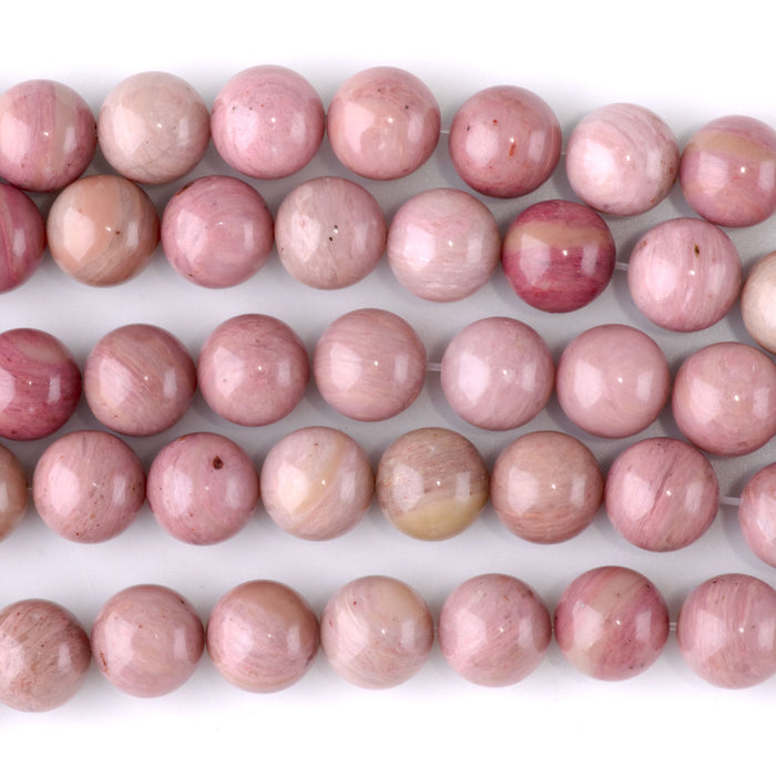 Wood Rhodonite 10mm Round - 15-16 Inch