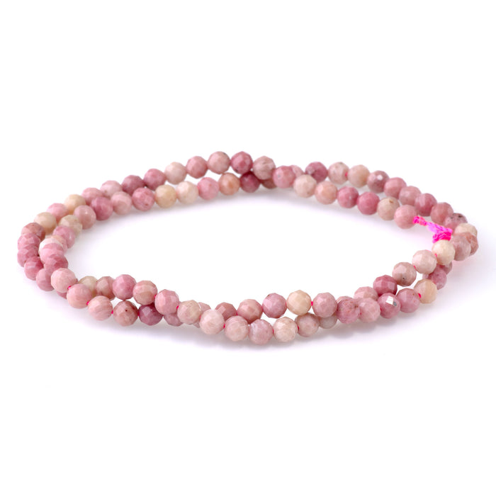 Wood Rhodonite 4mm Microfaceted Round - 15-16 Inch