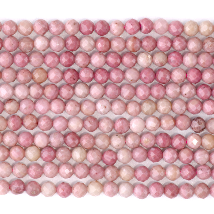 Wood Rhodonite 4mm Microfaceted Round - 15-16 Inch