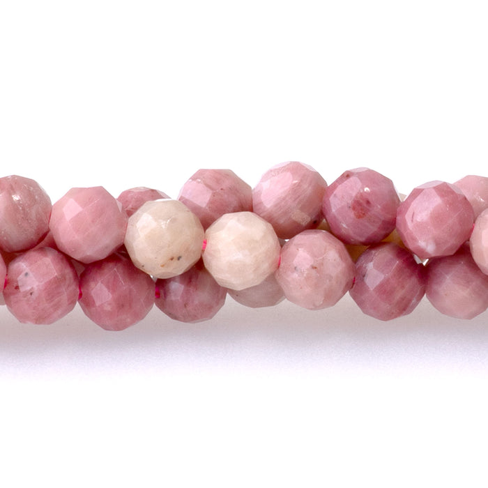 Wood Rhodonite 4mm Microfaceted Round - 15-16 Inch
