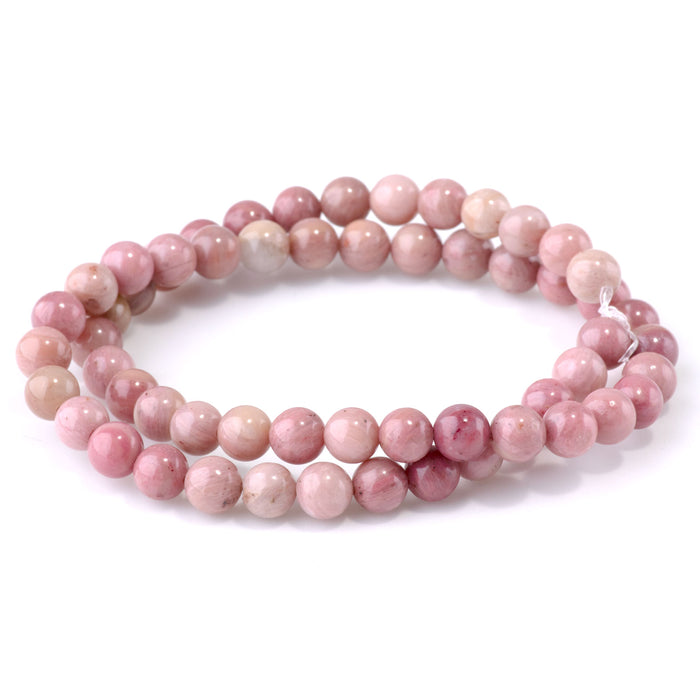 Wood Rhodonite 6mm Round - 15-16 Inch