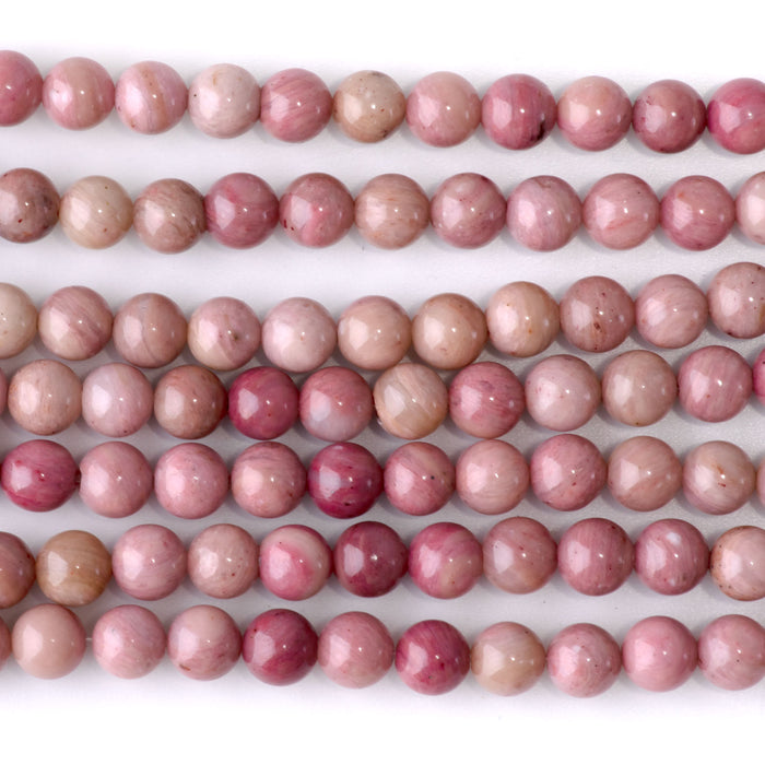 Wood Rhodonite 6mm Round - 15-16 Inch