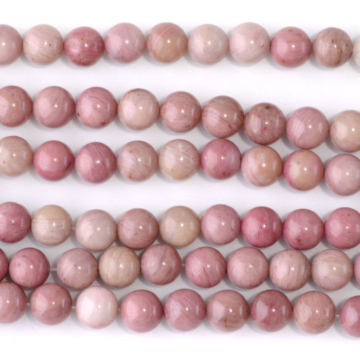 Wood Rhodonite 8mm Round - 15-16 Inch