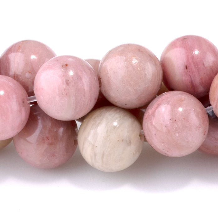 Wood Rhodonite 8mm Round - 15-16 Inch