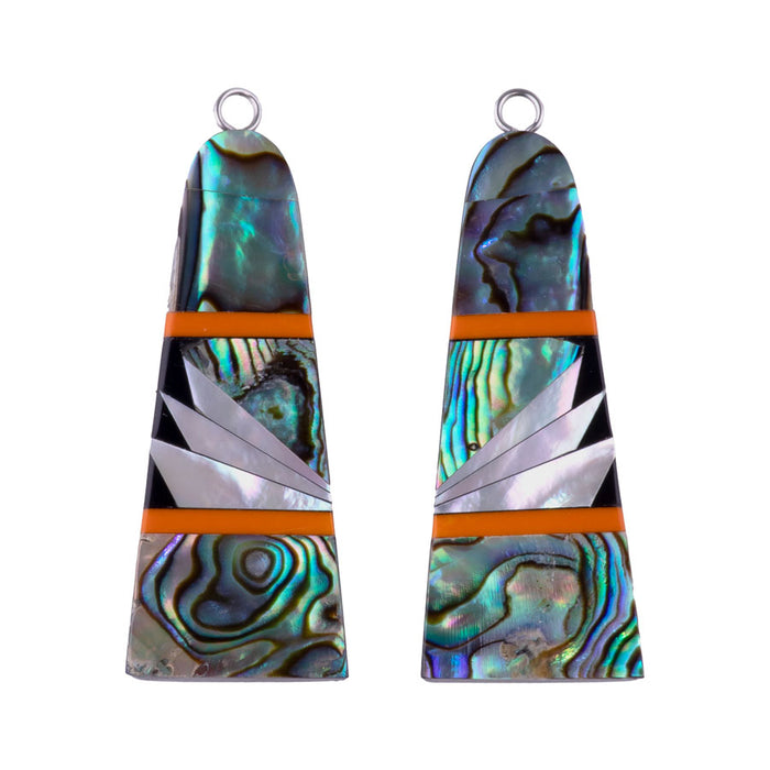 40mm Shell Mosaic Pendant Pair