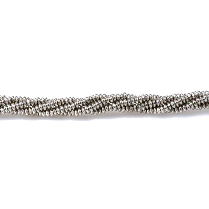 4mm Saucer Silver Plated Brass Spacer Beads - 24 Inch Strand