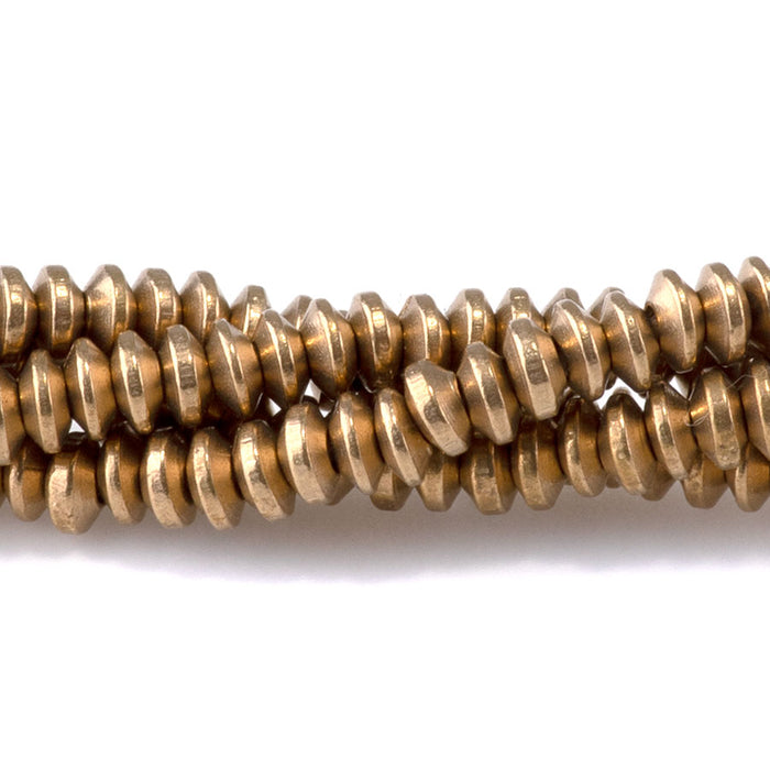 4mm Saucer Brass Spacer Beads - 24 Inch Strand