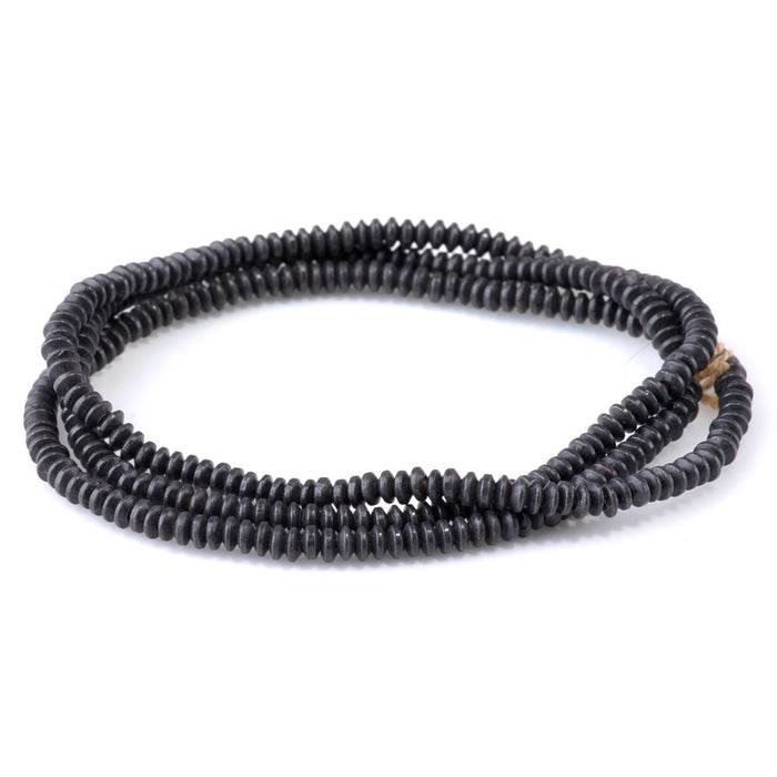 4mm Saucer Brass Spacer Beads in Black Finish - 24 Inches