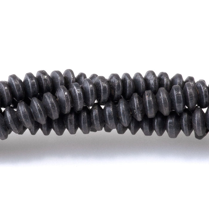 4mm Saucer Brass Spacer Beads in Black Finish - 24 Inches