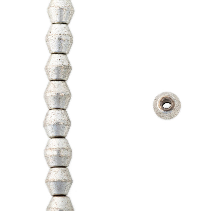 3.5mm Bicone Silver Plated Brass Beads - 24 Inch Strand