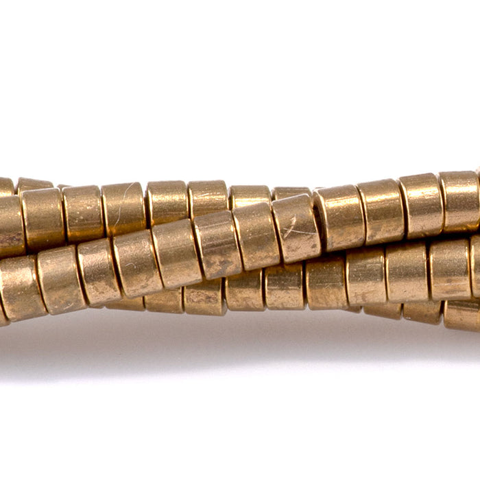 4mm Tube Heishi Brass Beads - 24 Inch Strand