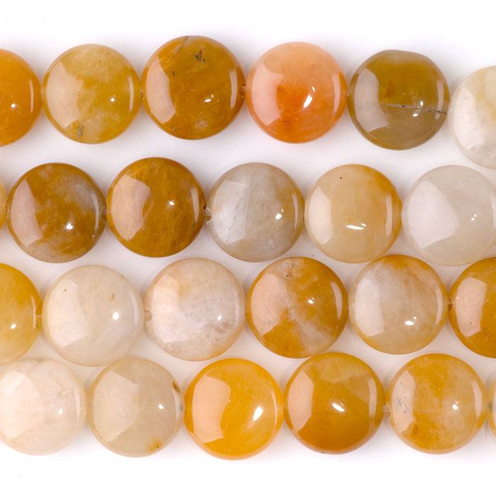 Yellow Jade 12mm Coin - 8-Inch