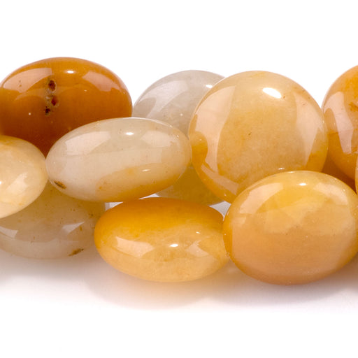 This is a Dakota Stones 12mm Yellow Jade Jasper Gemstone strand with coin beads in 8 inch strand.