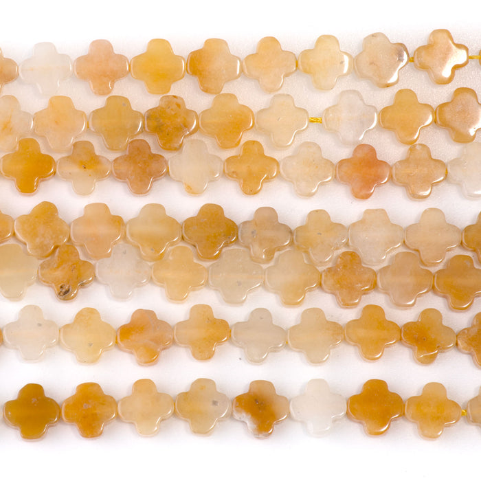 Yellow Jade 8mm Cross - 15-16 Inch