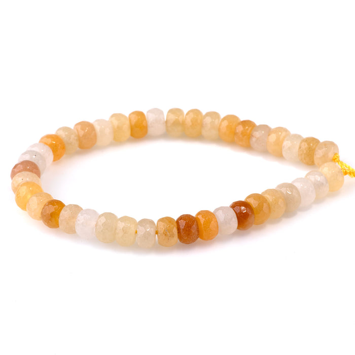 Yellow Jade 8mm Faceted Rondelle - 8-Inch