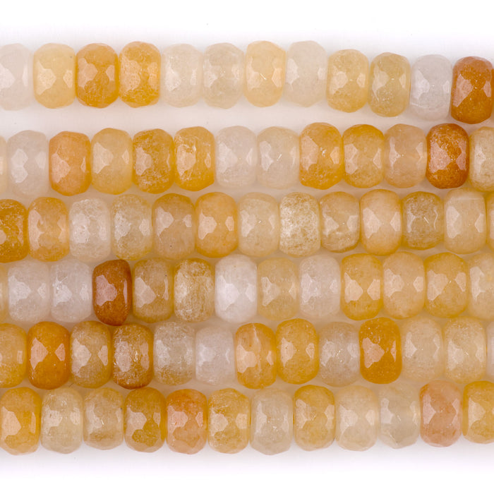 Yellow Jade 8mm Faceted Rondelle - 8-Inch