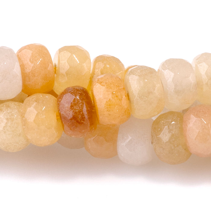 Yellow Jade 8mm Faceted Rondelle - 8-Inch