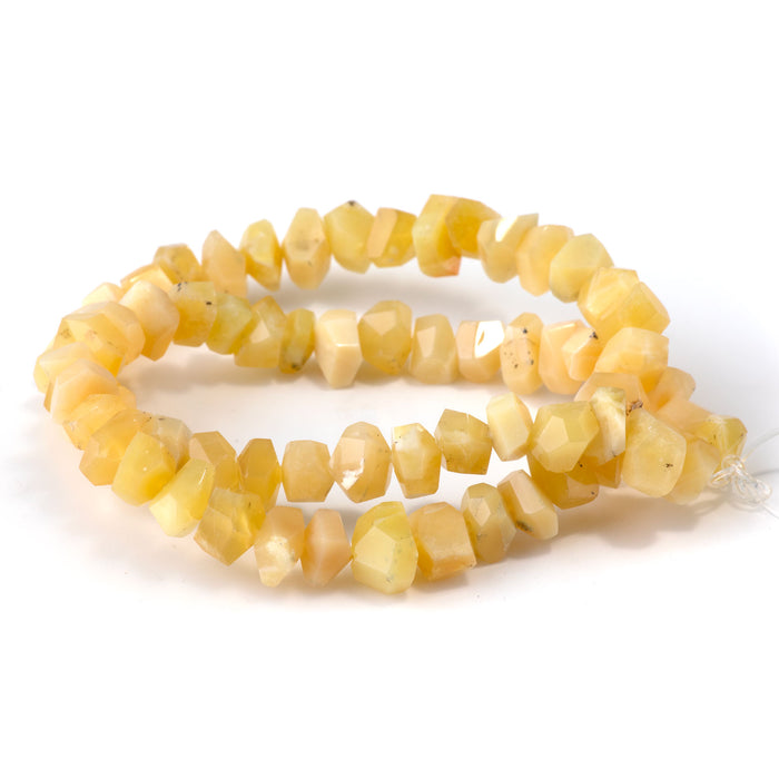 Yellow Opal 8x10mm Handcut Faceted Nugget Bead - 15-16 Inch