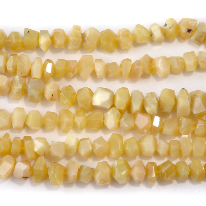 Yellow Opal 8x10mm Handcut Faceted Nugget Bead - 15-16 Inch