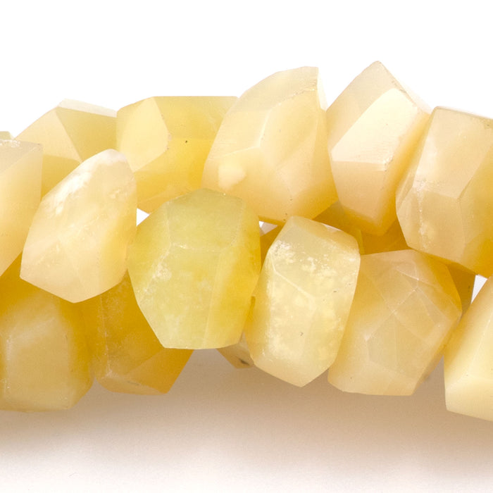 Yellow Opal 8x10mm Handcut Faceted Nugget Bead - 15-16 Inch
