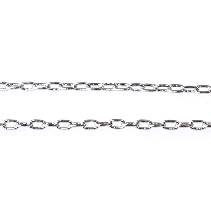 32 Inch Rhodium Plated Cable Chain Necklace