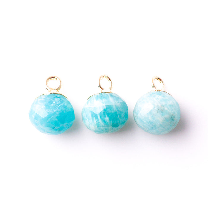 9mm Onion Shape Gold Electroplated Charm - Amazonite - 3 Pack