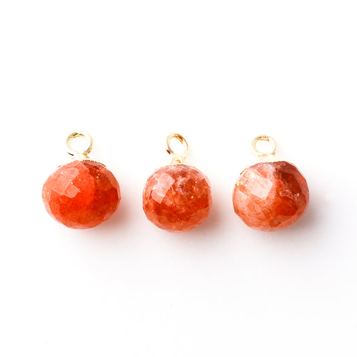 9mm Onion Shape Gold Electroplated Charm - Sunstone - 3 Pack