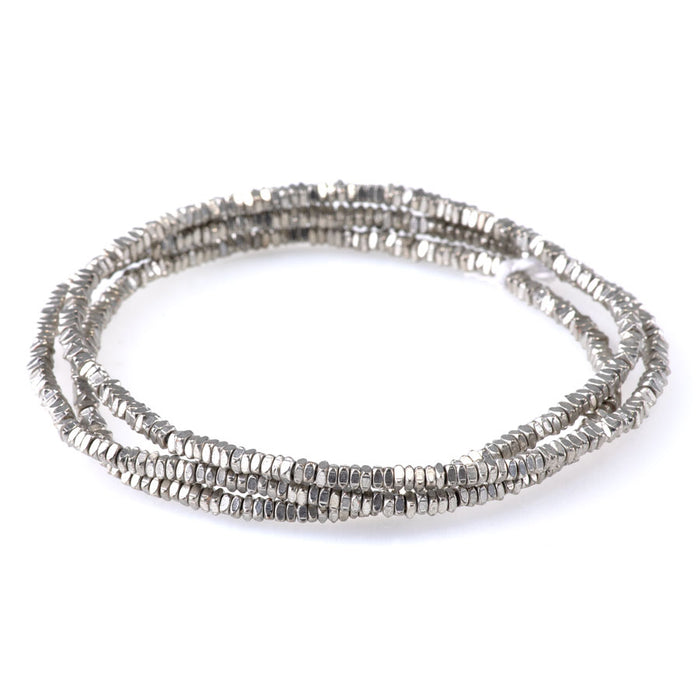 1x2.5mm Flat Square Heishi Silver Plated Brass Beads - 24 Inches