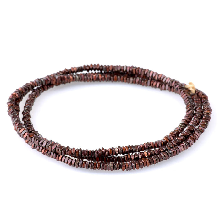 1x2.5mm Square Heishi Brass Beads in Oxidized Copper - 24 Inches