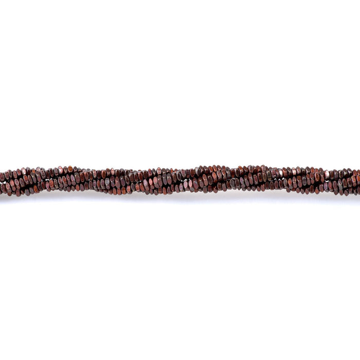 1x2.5mm Square Heishi Brass Beads in Oxidized Copper - 24 Inches