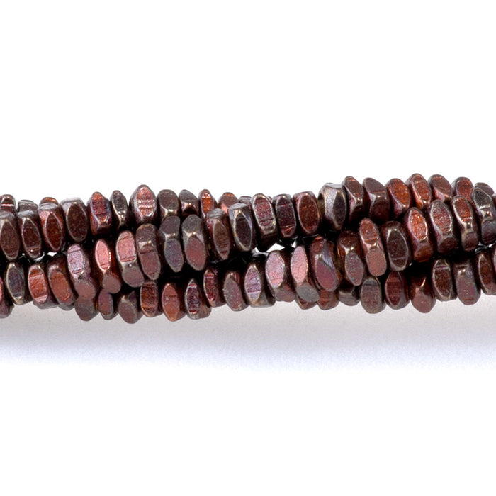 1x2.5mm Square Heishi Brass Beads in Oxidized Copper - 24 Inches