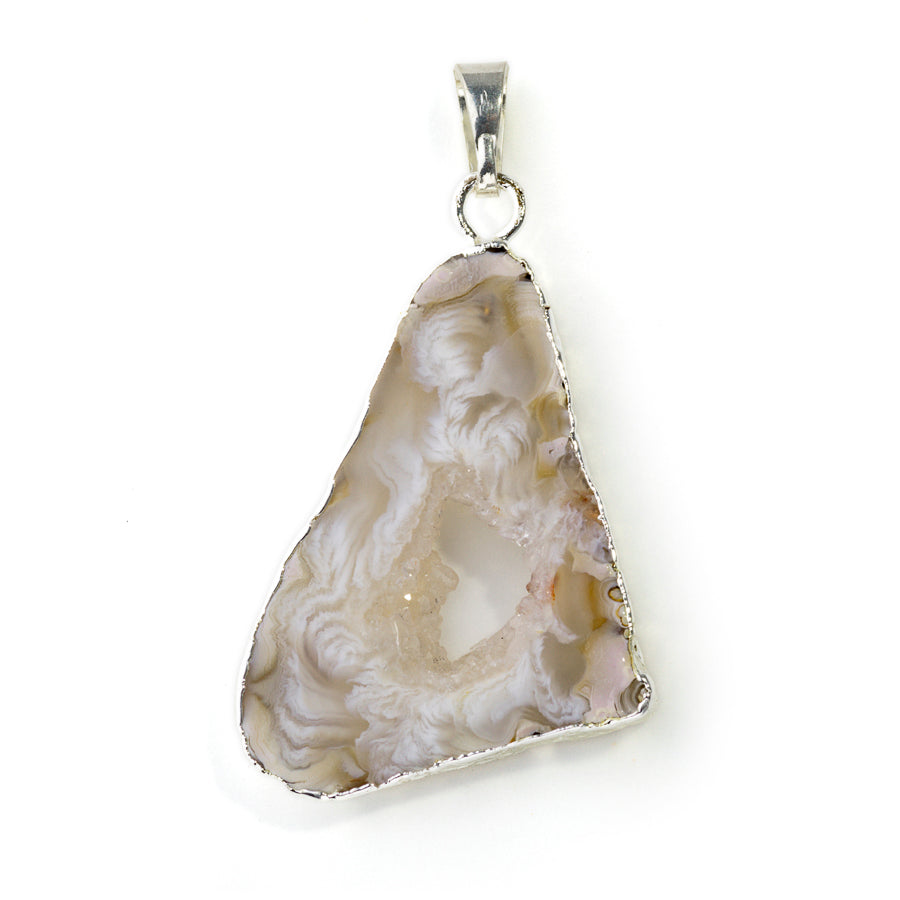 28-35mm Druzy Agate Silver Plated Pendant - Small