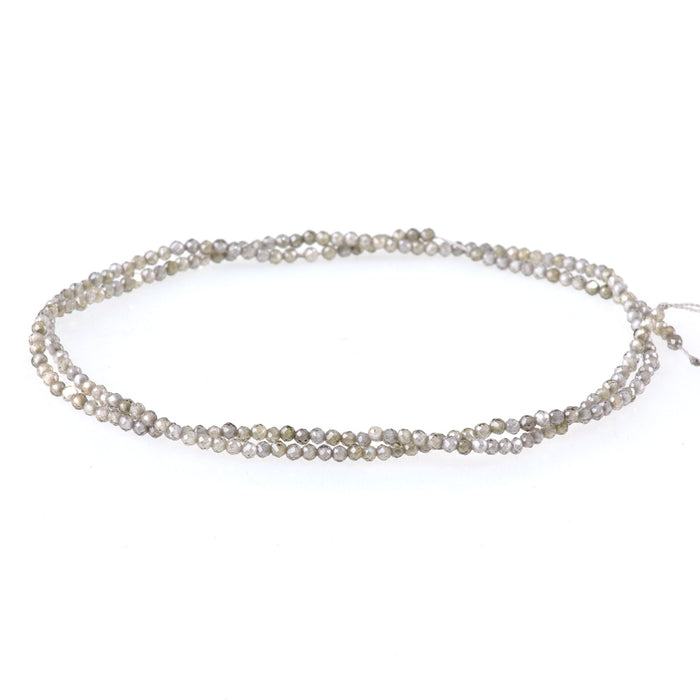 Natural Zircon Grey Gold 2mm Faceted Round A Grade - 15-16 Inch